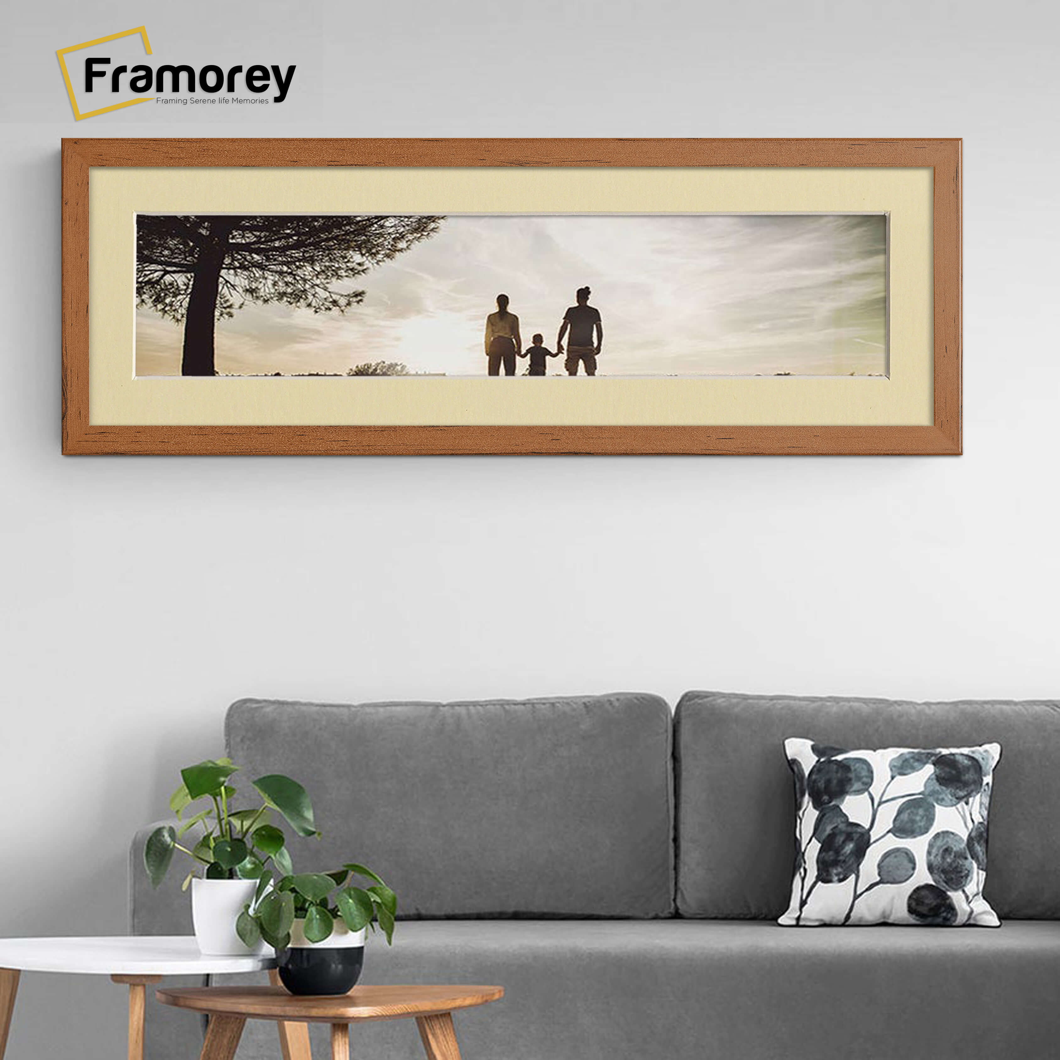 Panoramic Walnut Picture Frame With Ivory Mount Wall Décor Frame