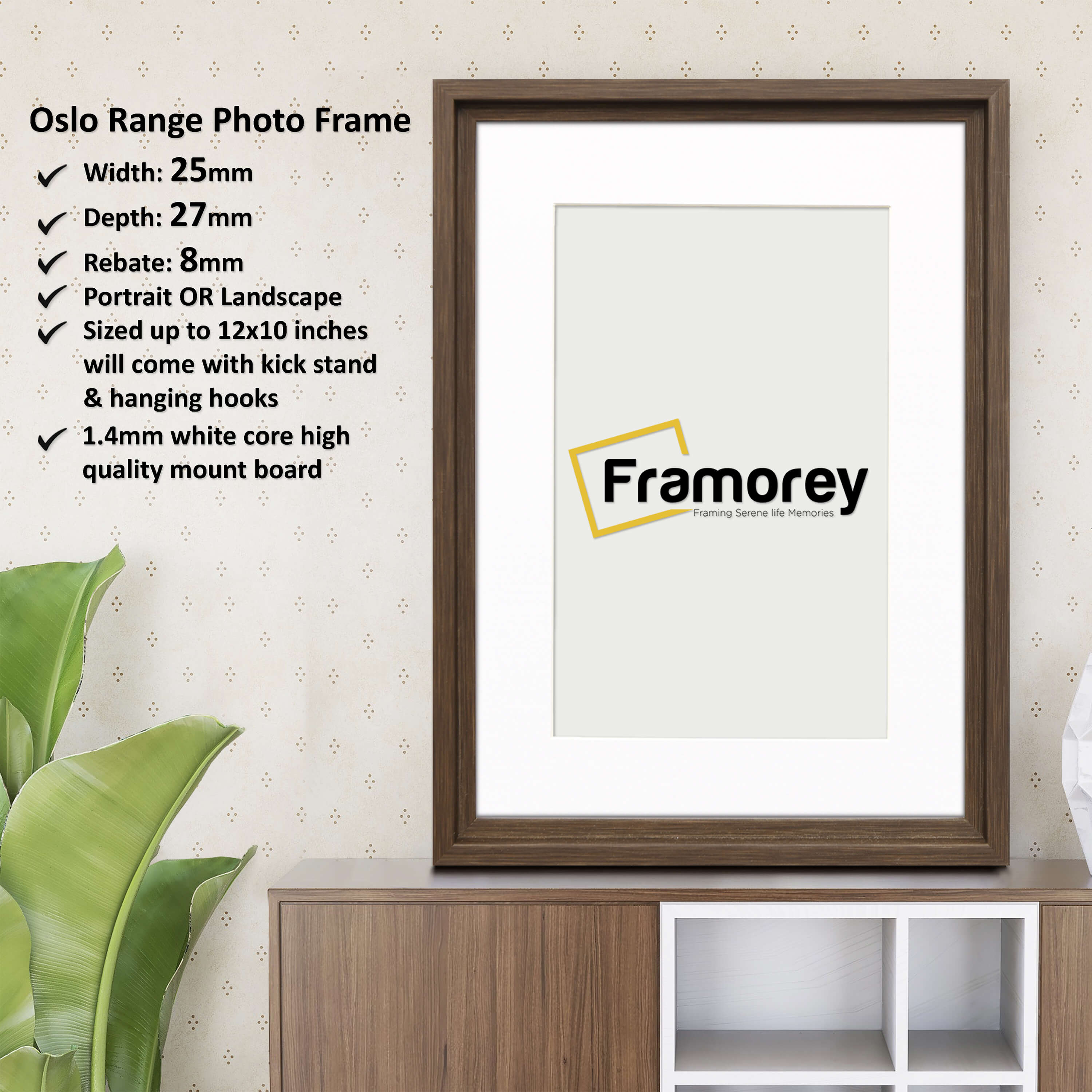 Walnut Picture Frame Oslo Style Photo Frames With White Mount