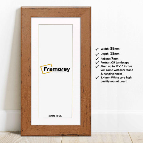 Panoramic Walnut Picture Frames Wooden Poster Frames With White Mount