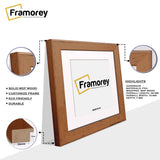 Square Walnut Picture Frames Handmade Photo Frames With White Mount