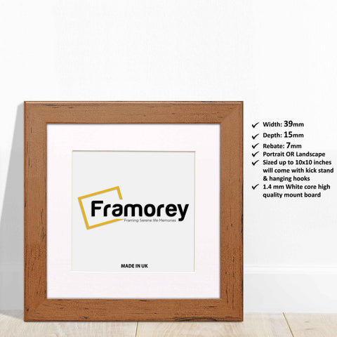 Square Walnut Picture Frames Handmade Photo Frames With White Mount