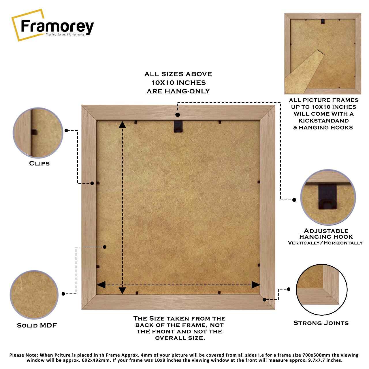 Square Size Grained Grey Picture Frame Fletcher Wood Style Photo Print Frame