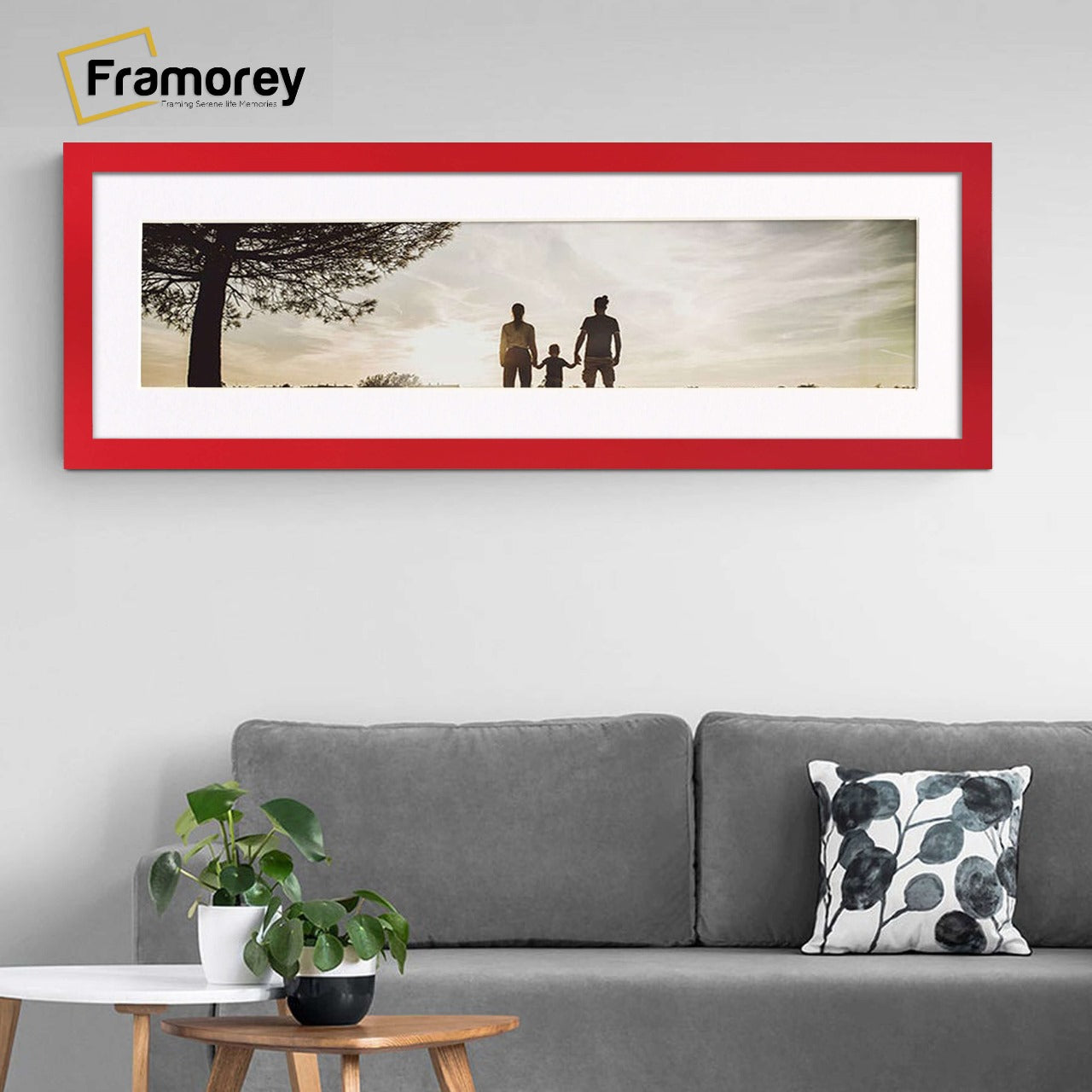 Panoramic Red Picture Frame With White Mount