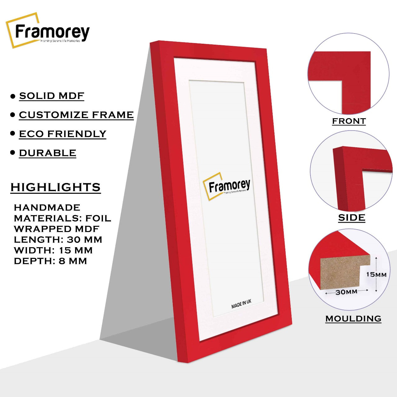 Panoramic Red Picture Frame With White Mount
