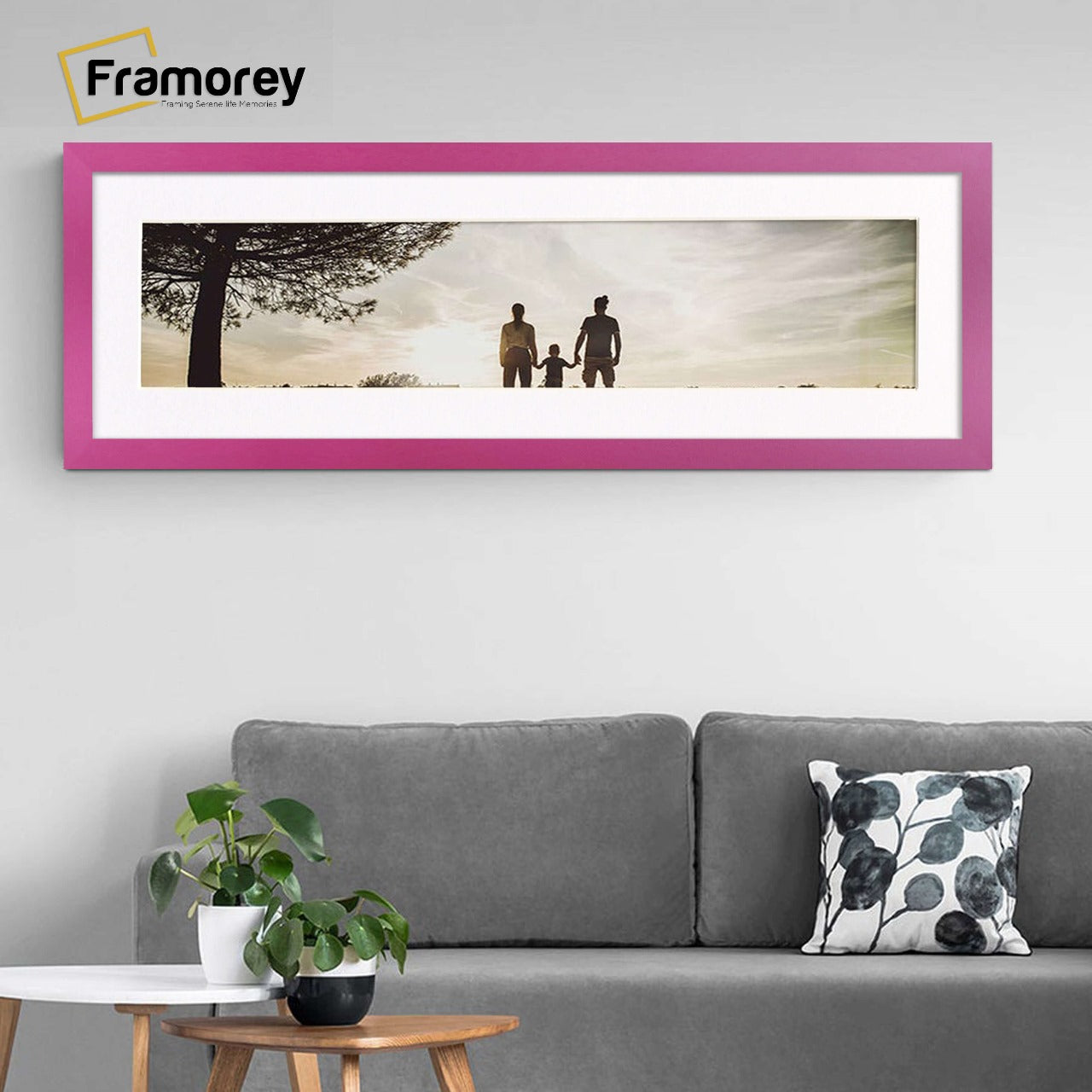 Panoramic Pink Picture Frame With White Mount Wall Décor Frame