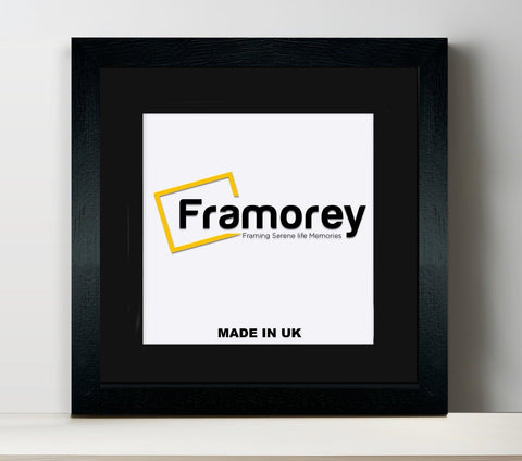 Square Solid Wood Black Picture Frames with Black Mount