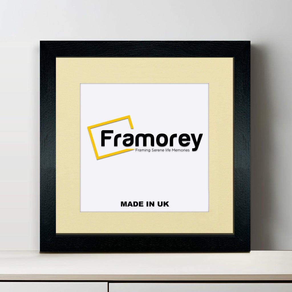 Square Solid Wood Black Picture Frames with Ivory Mount