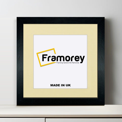 Square Solid Wood Black Picture Frames with Ivory Mount