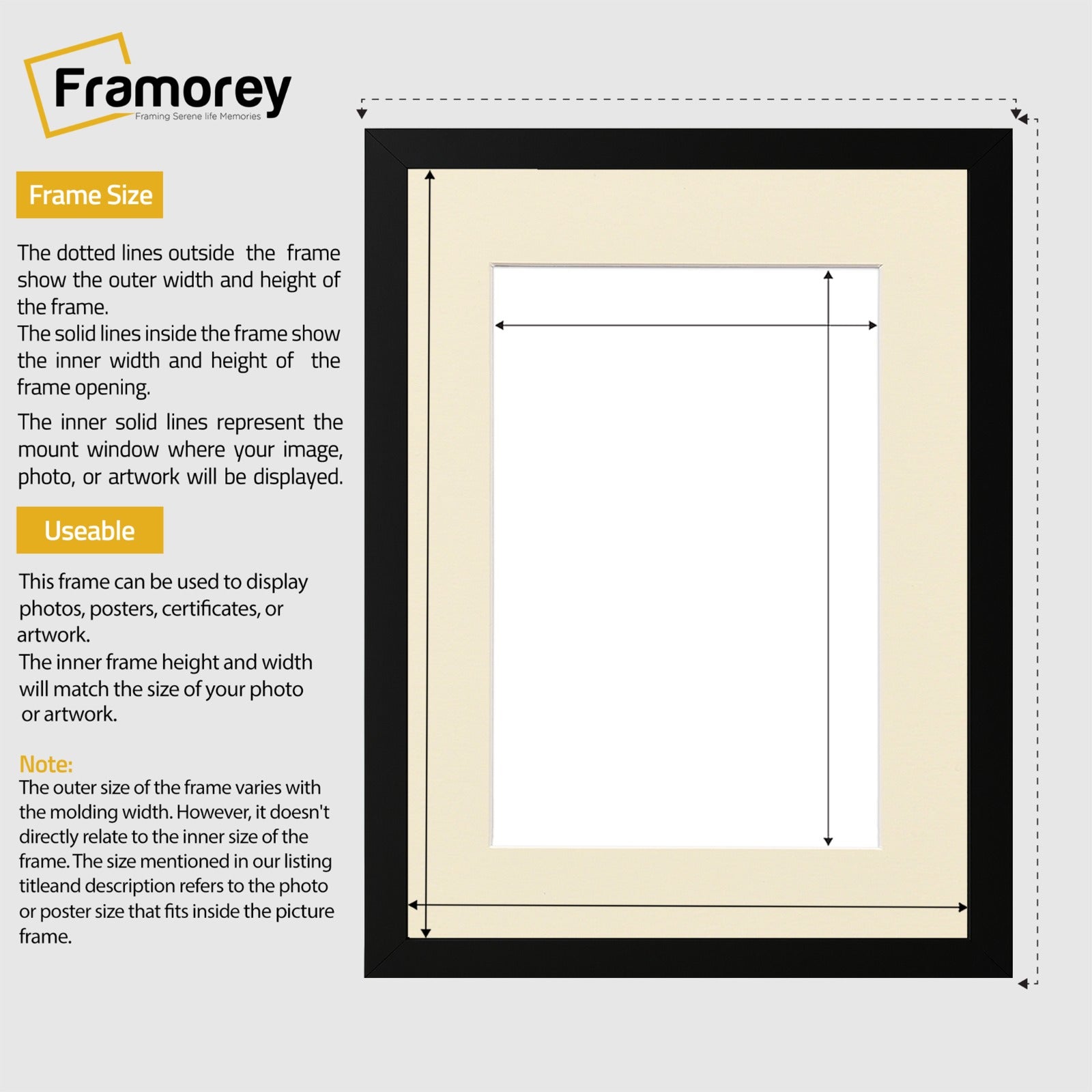 Thin Matt Oak Picture Frame With Ivory Mount