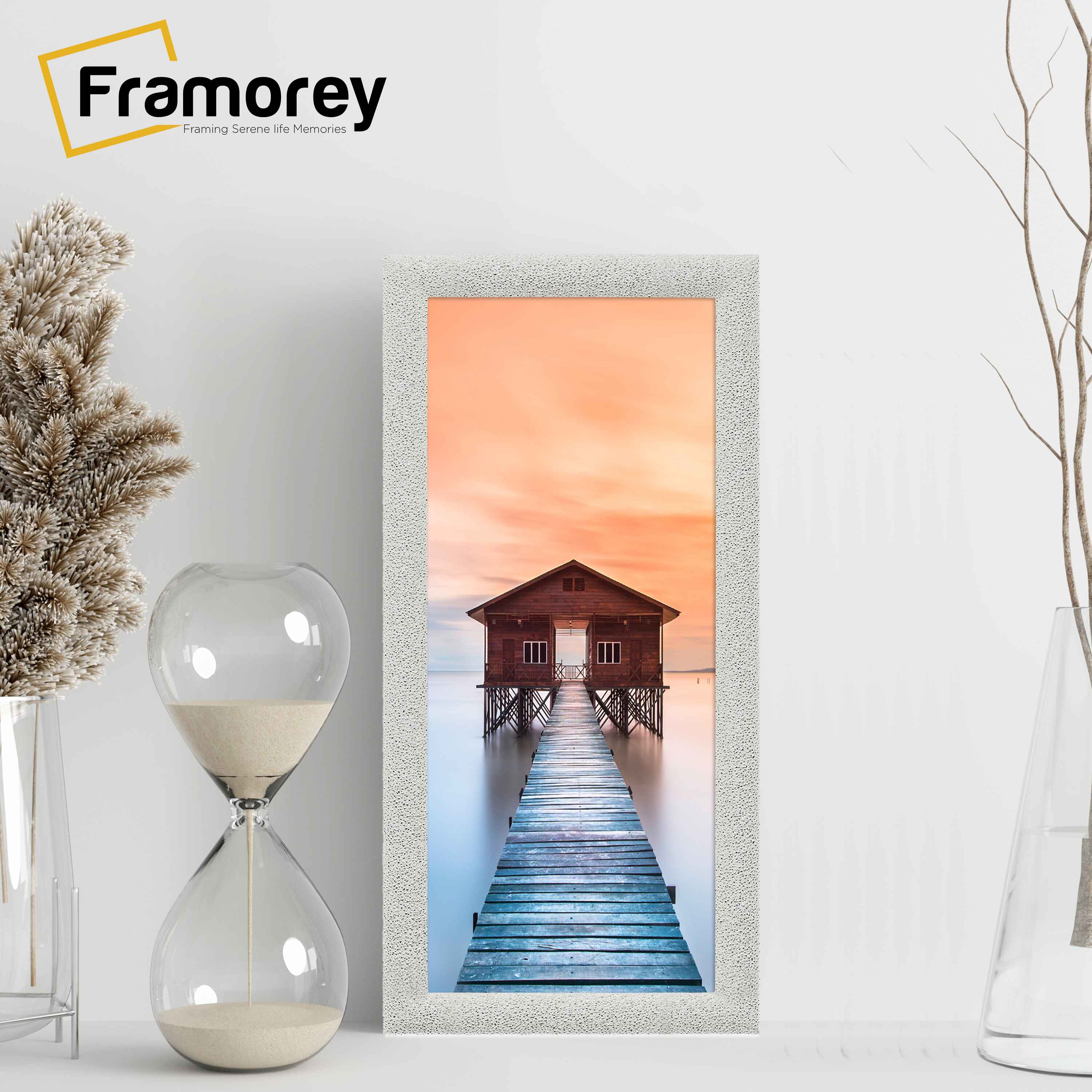 Panoramic Size Glitter Sparkle White Photo Frames Wall Art Frame