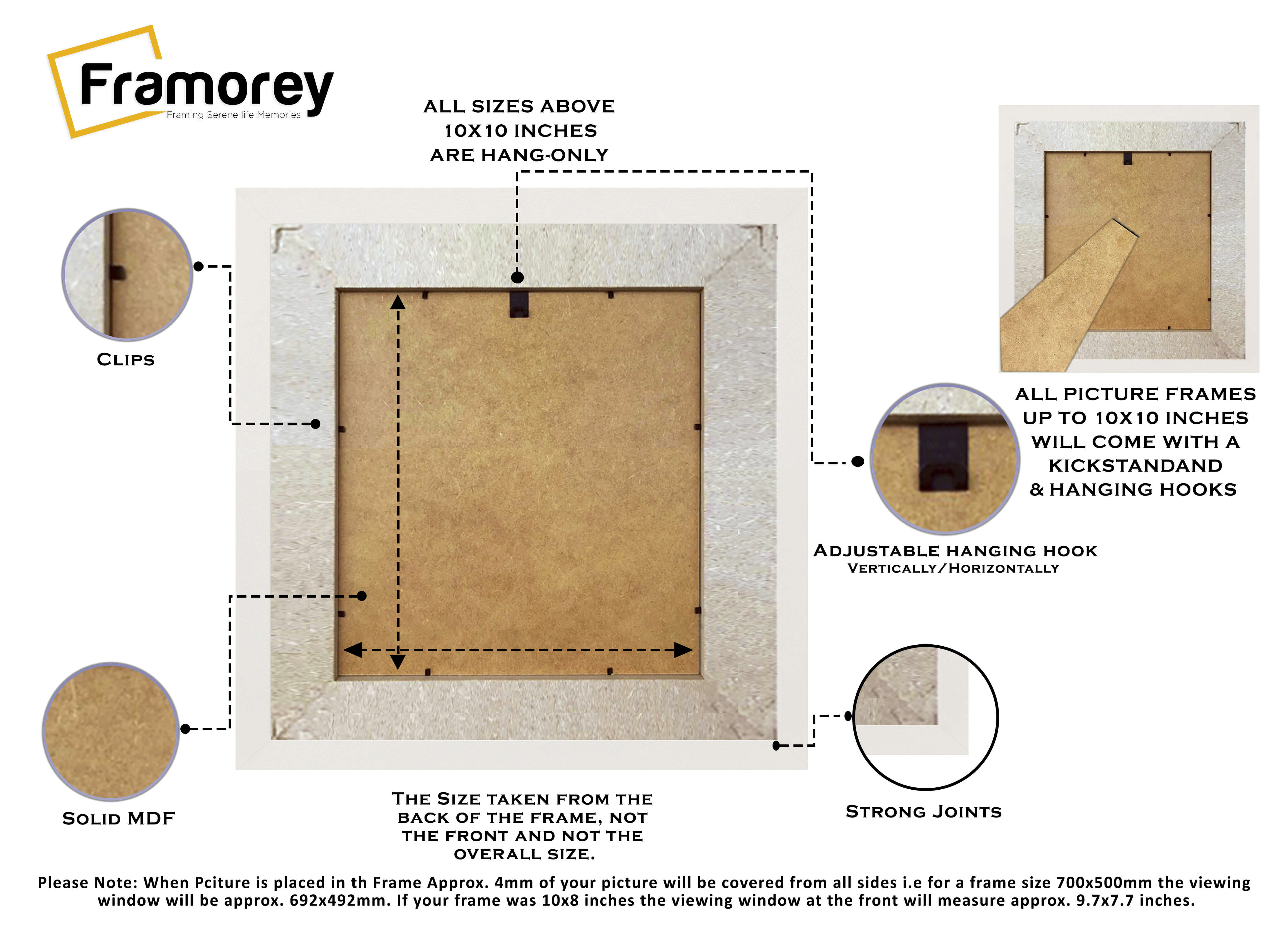 Square Size Limed White Picture Frames With Ivory Mount