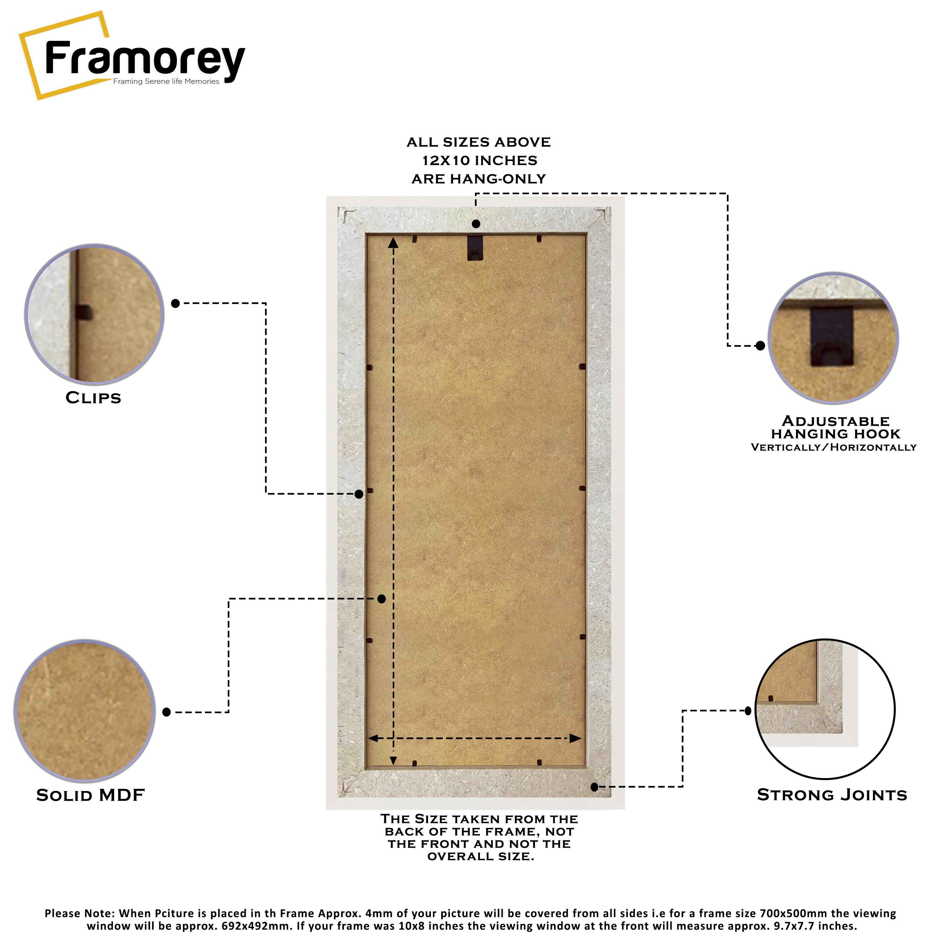 Panoramic Size White Picture Frames Handmade Wooden Poster Frames With Black Mount