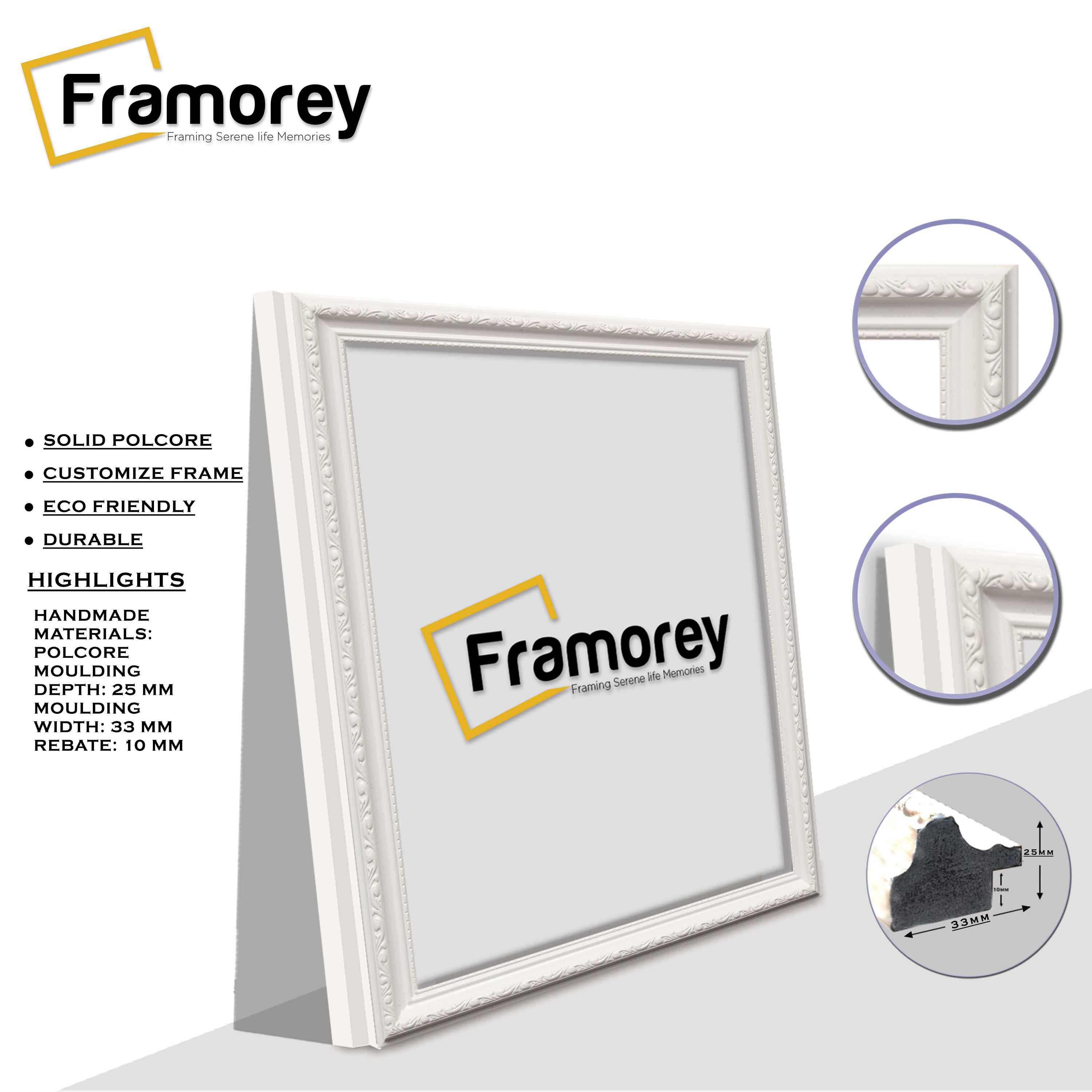Square Size White Shabby Picture Frame Photo Frames