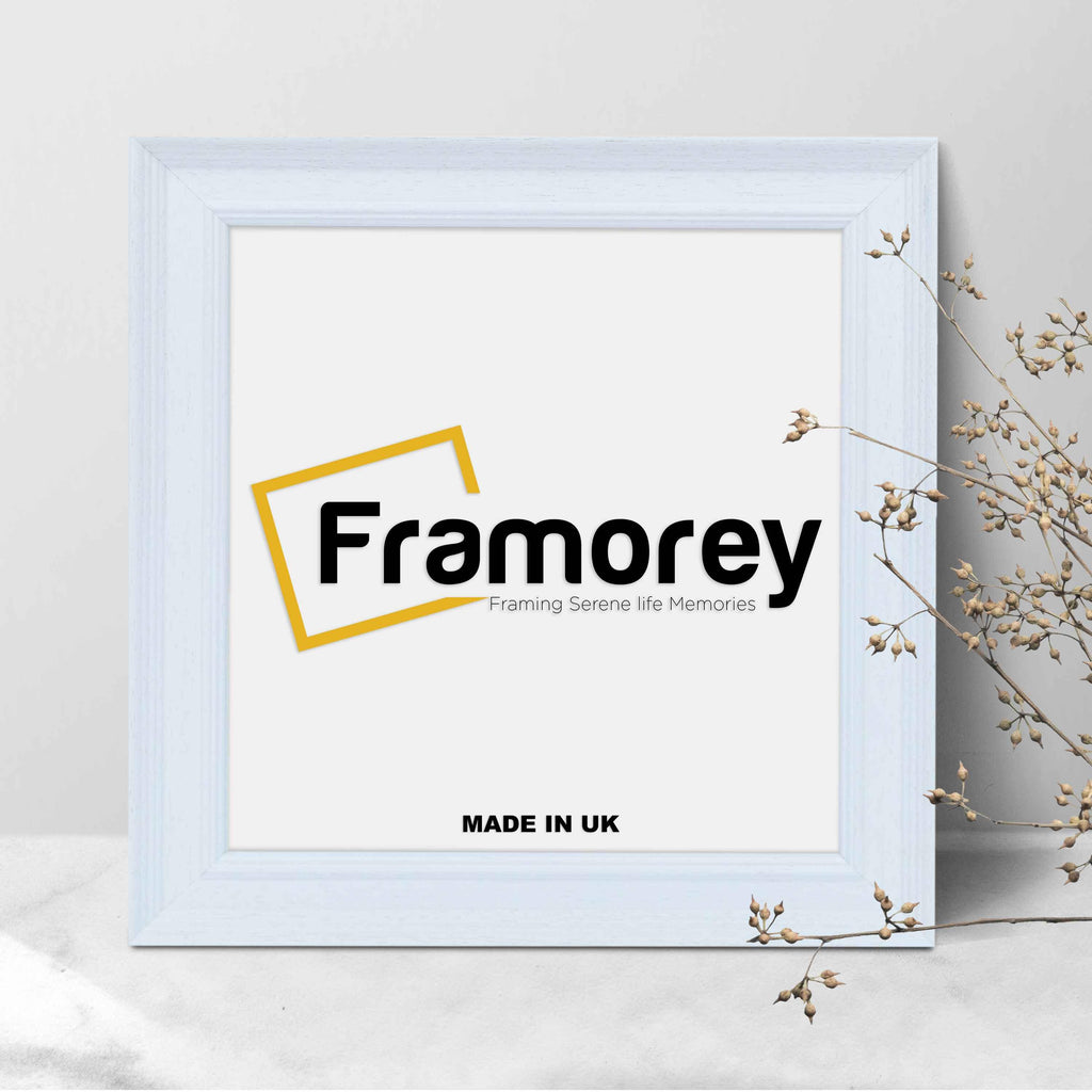 Square Size Grained White Picture Frame Fletcher Wood Style Photo Print Frame