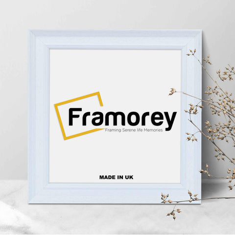 Square Size Grained White Picture Frame Fletcher Wood Style Photo Print Frame