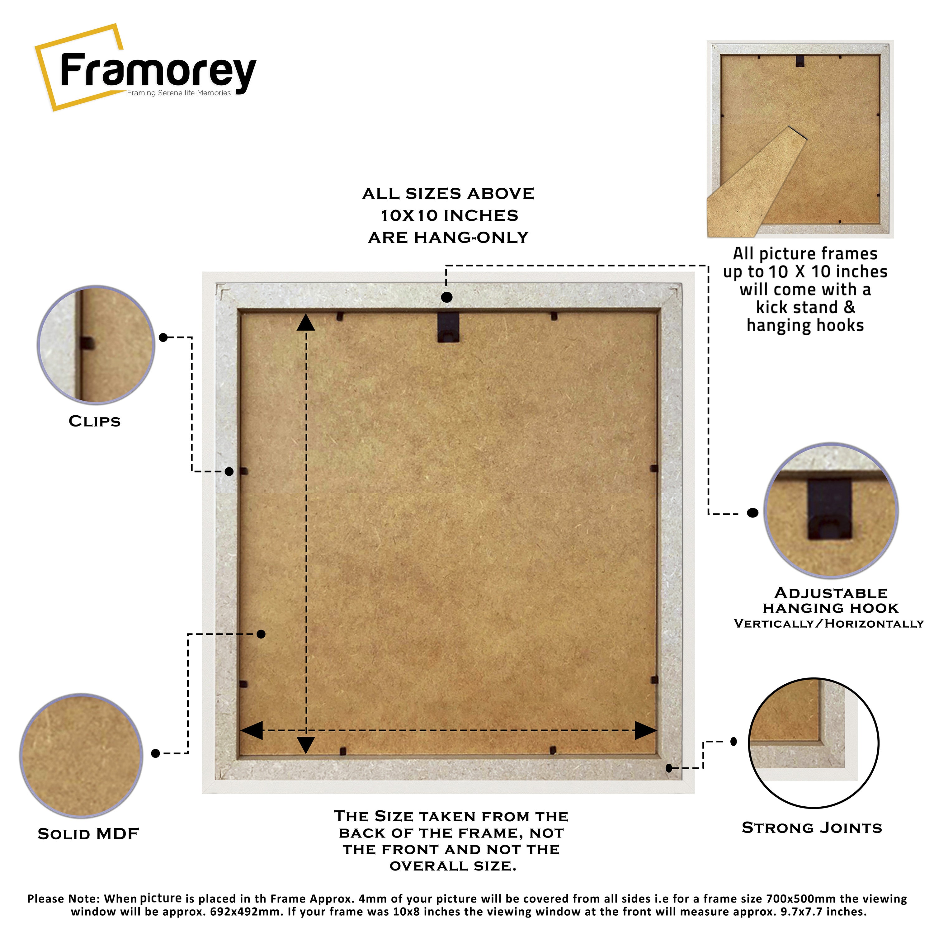 Swept Style Square White Picture Frame With White Mount