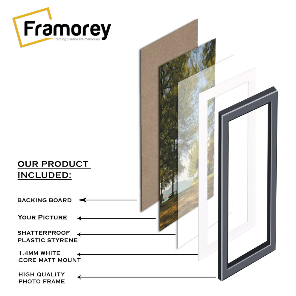 Panoramic Size Limed White Engraved Frames Handmade Poster Frames With White Mount