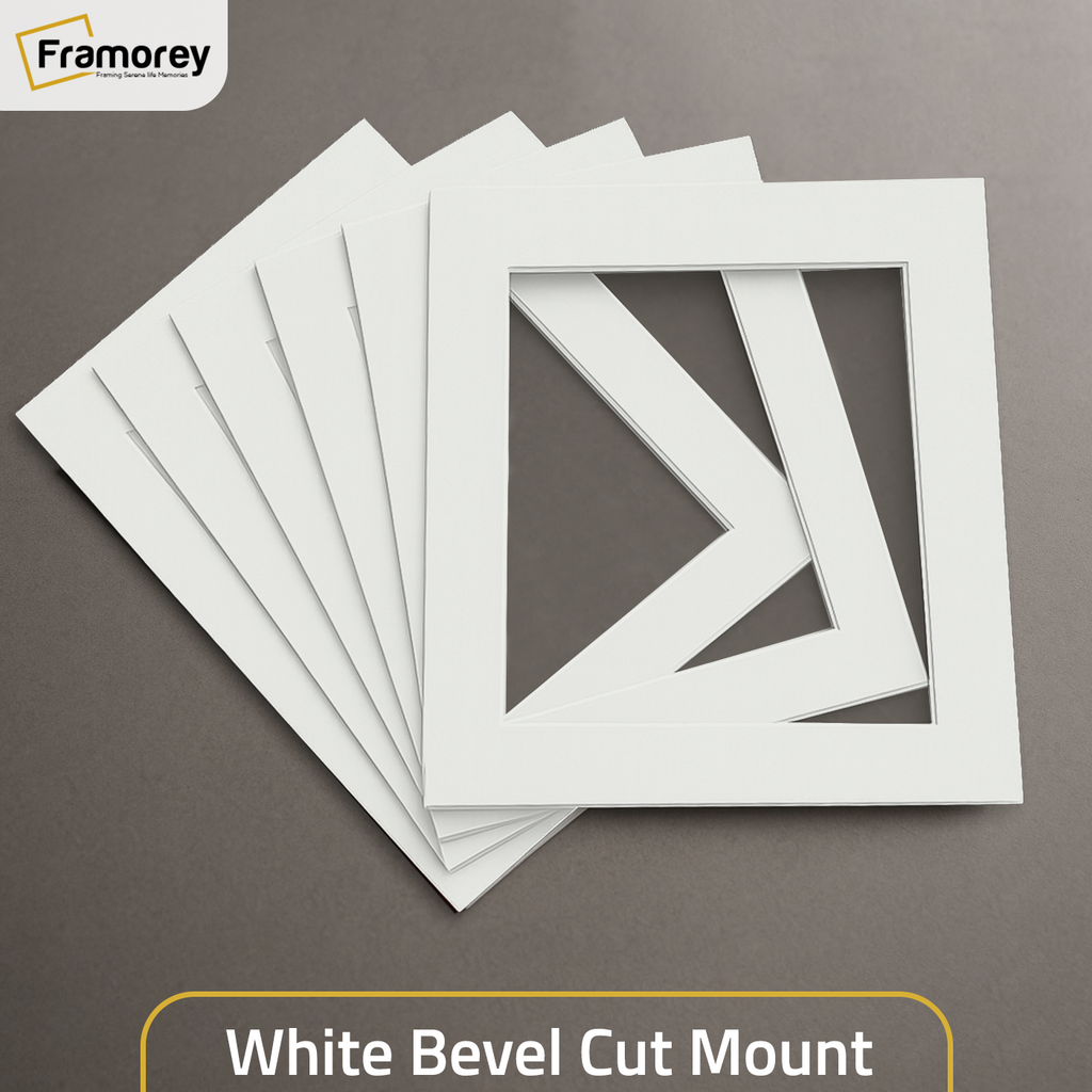 White Bevel Cut Mount For Home Decor Poster Frames