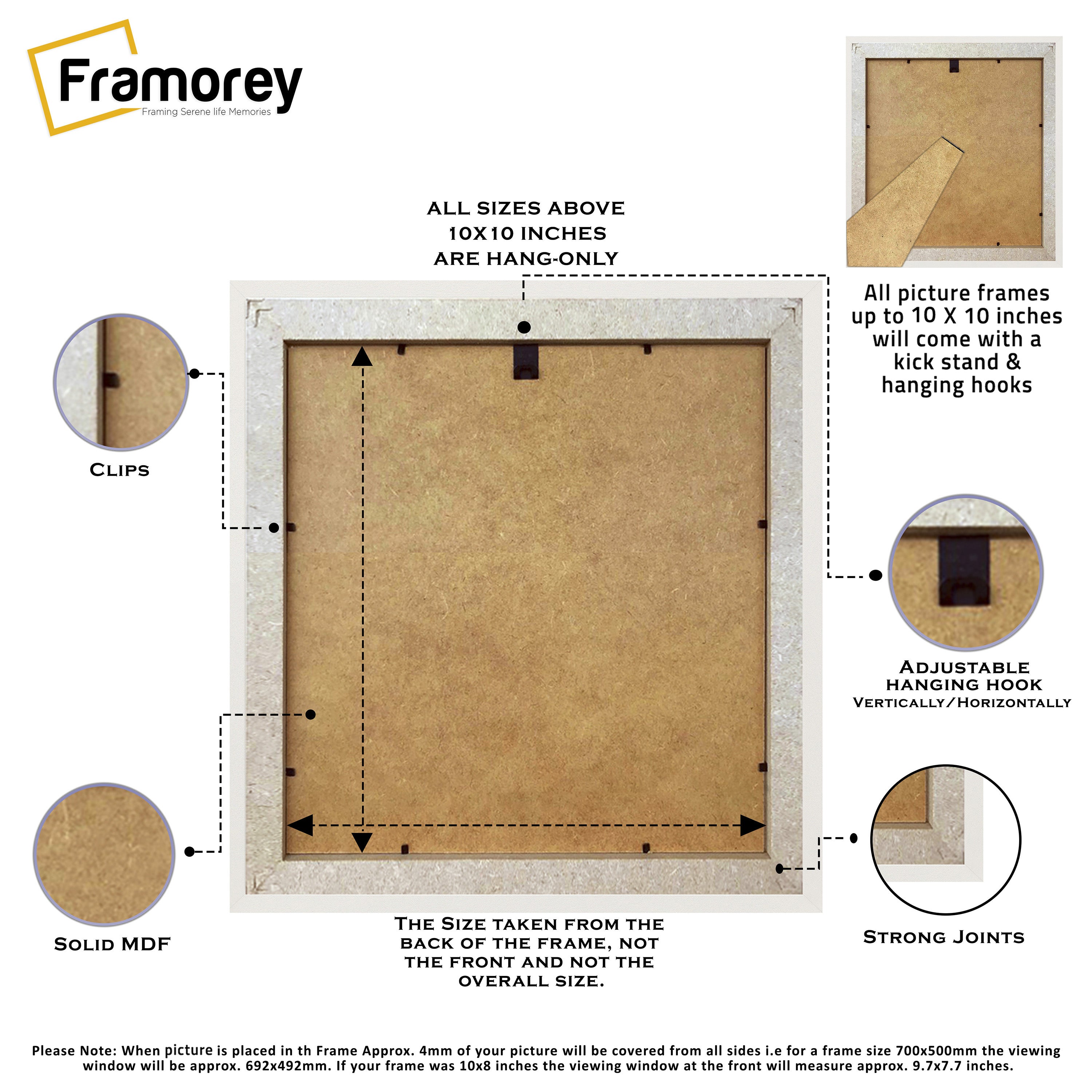 White Backside Picture Frame With White Mount Some Details of its features