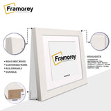 Side view of a Square Size White Photo Print Frames with white mount with some focus on some of its parts.