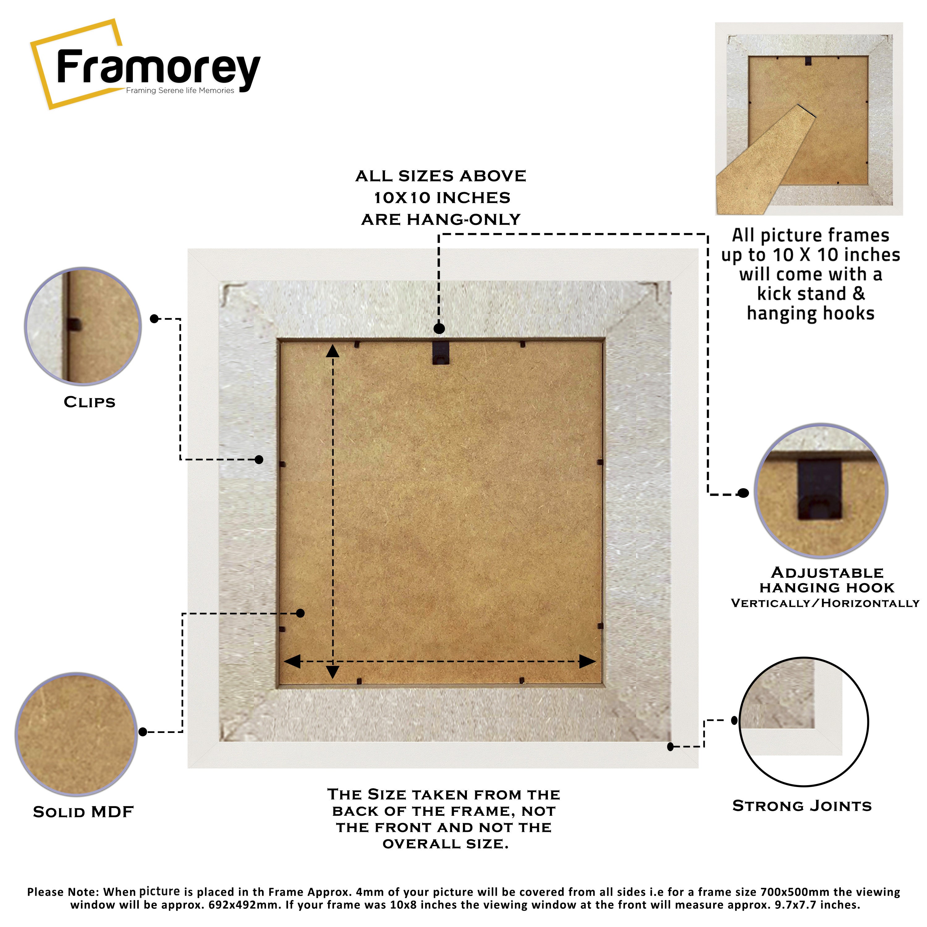White Backside View Photo Print Frame Highlighting its Features