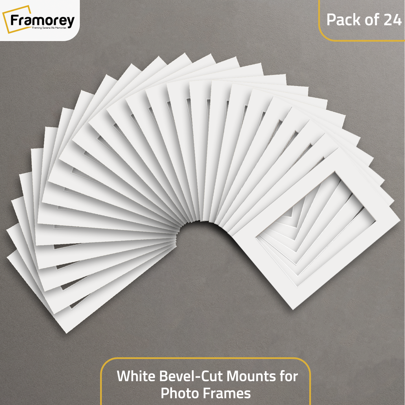 White Bevel Cut Mount For Home Decor Photo Frames pack of 24