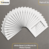 White Bevel Cut Mount For Home Decor Photo Frames pack of 24