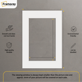 White Bevel Cut Mount with some measurements and its some features of it describe in this image.