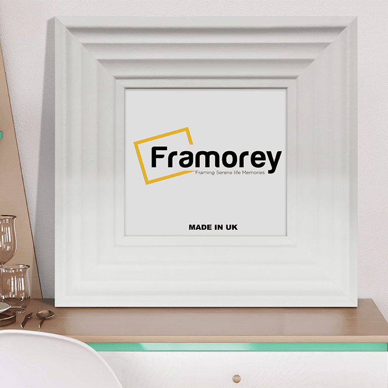 Square White Photo Print Frame Handmade Wooden Frame Placed on a Table