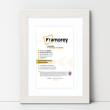 White wooden poster frame With White Mount, flat texture, premium wall décor frame on a White surface standing with a wall