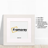 Square Size White Photo Frames with white mount leaning with the wall with some details.
