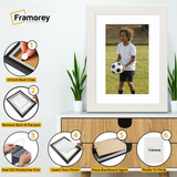 illustration of how to install a White With White Mount picture frame step by step