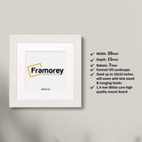Square Size White Picture Frames with white mount with some details .
