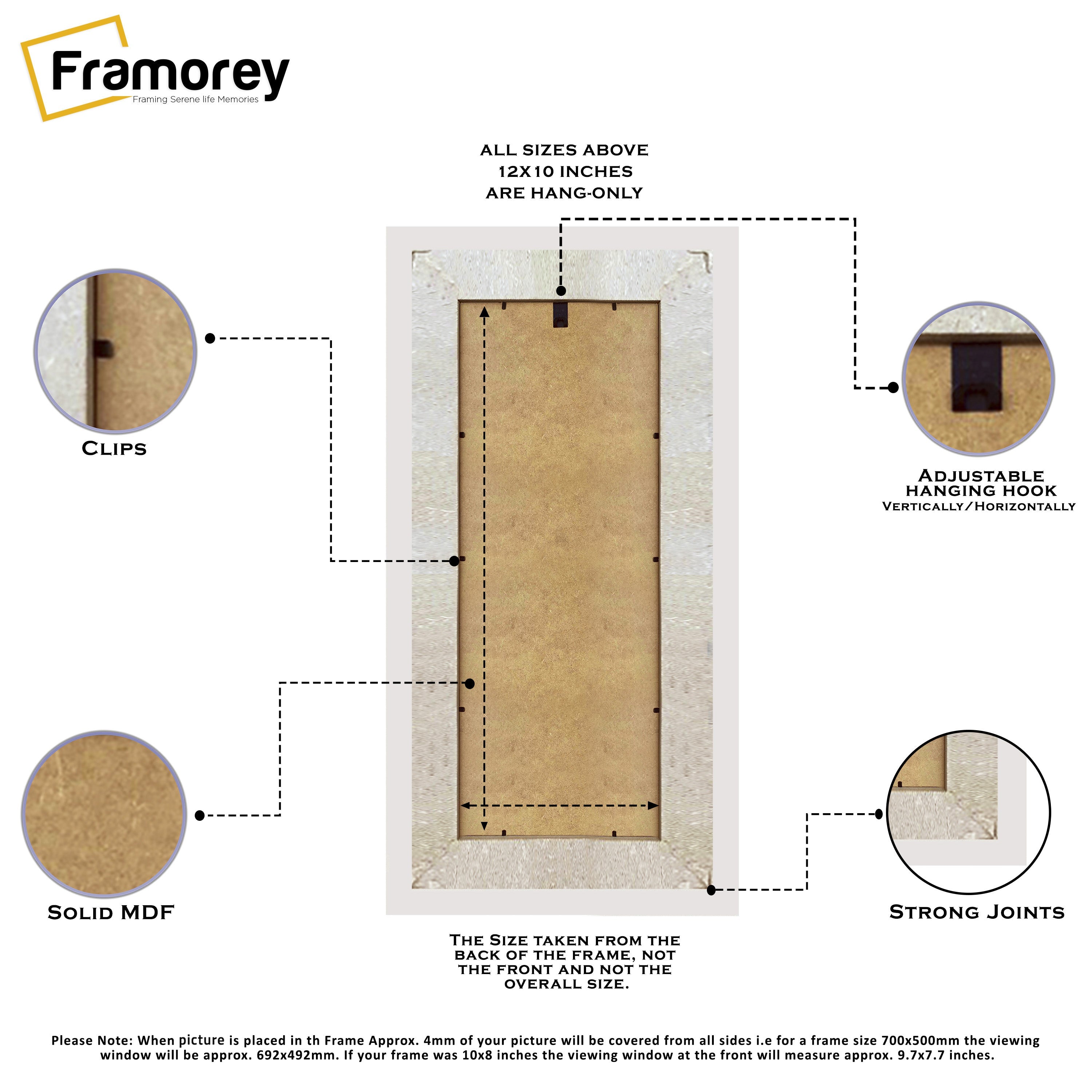 Panoramic Size White Wooden Picture Frame Big Step Style with Ivory Mount