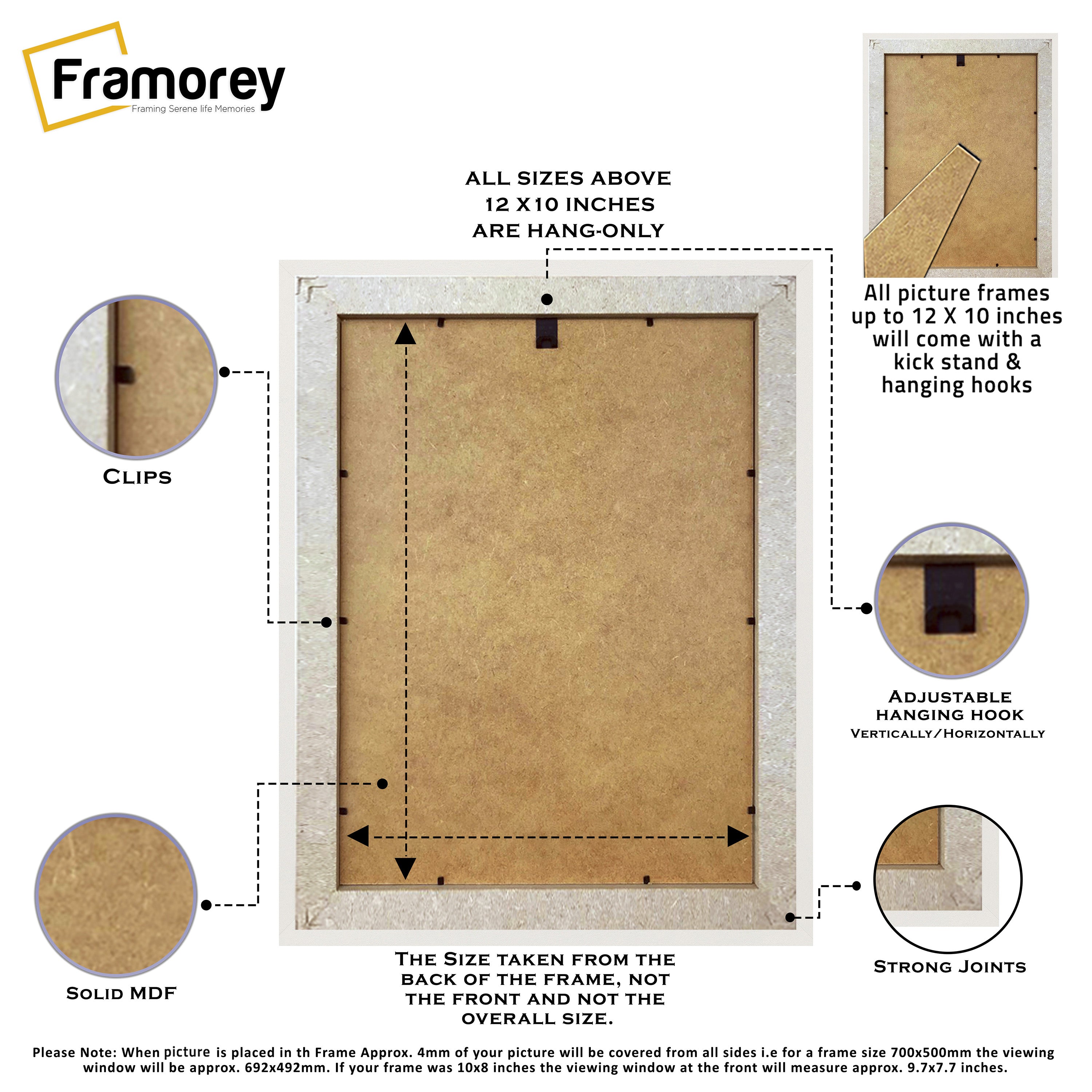White Picture Photo Frames Handmade Wooden Effect Poster Frames With Ivory Mount