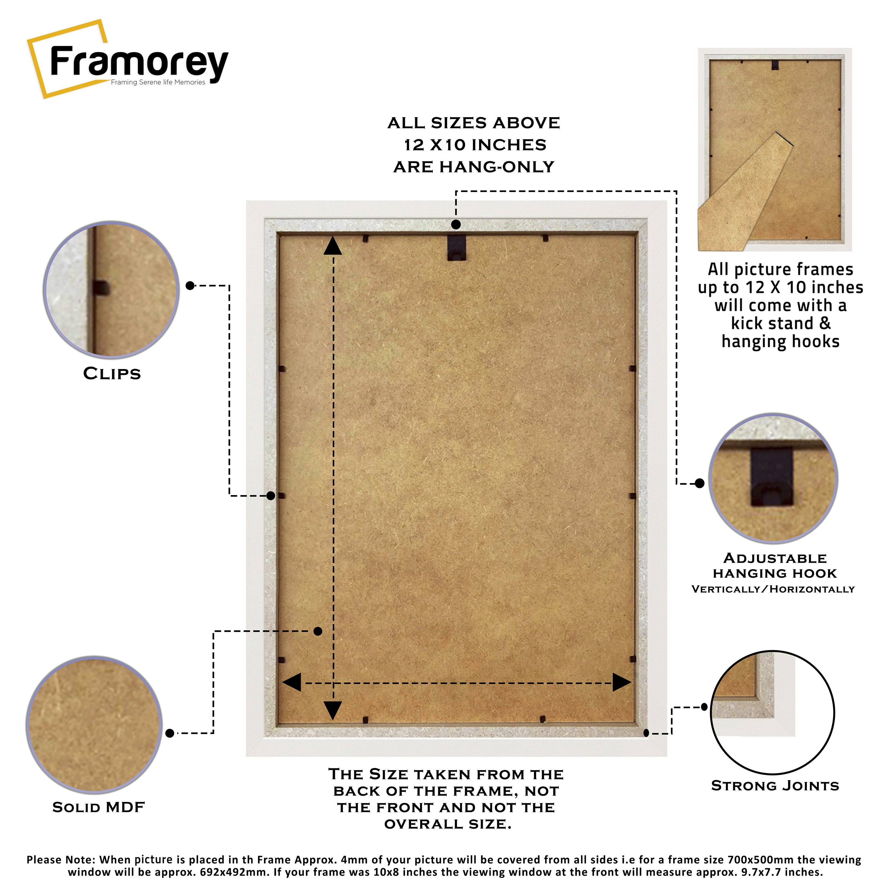 Flat White Picture Photo Frame Wall Art Poster Frame With Black Mount