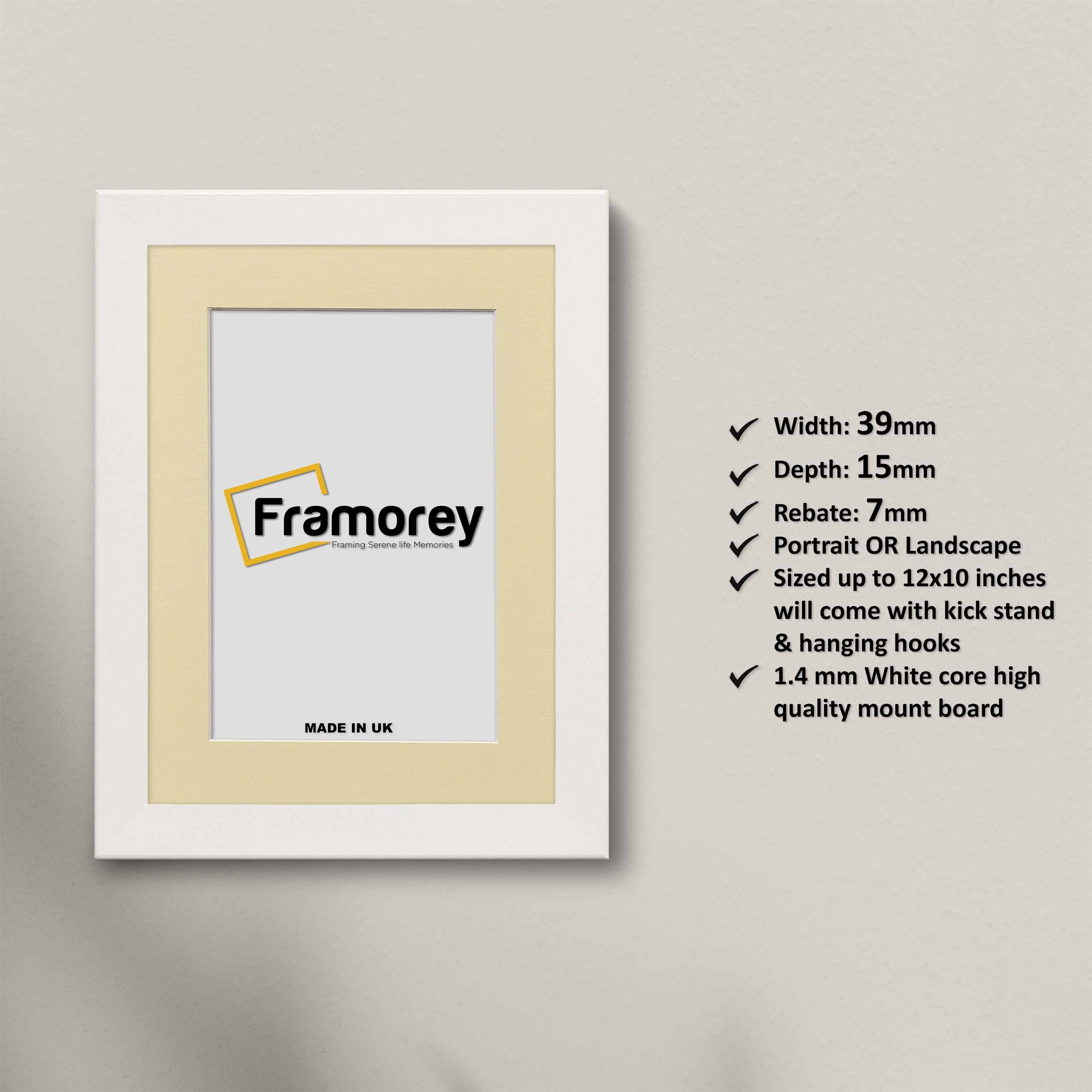 White Picture Photo Frames Handmade Wooden Effect Poster Frames With Ivory Mount