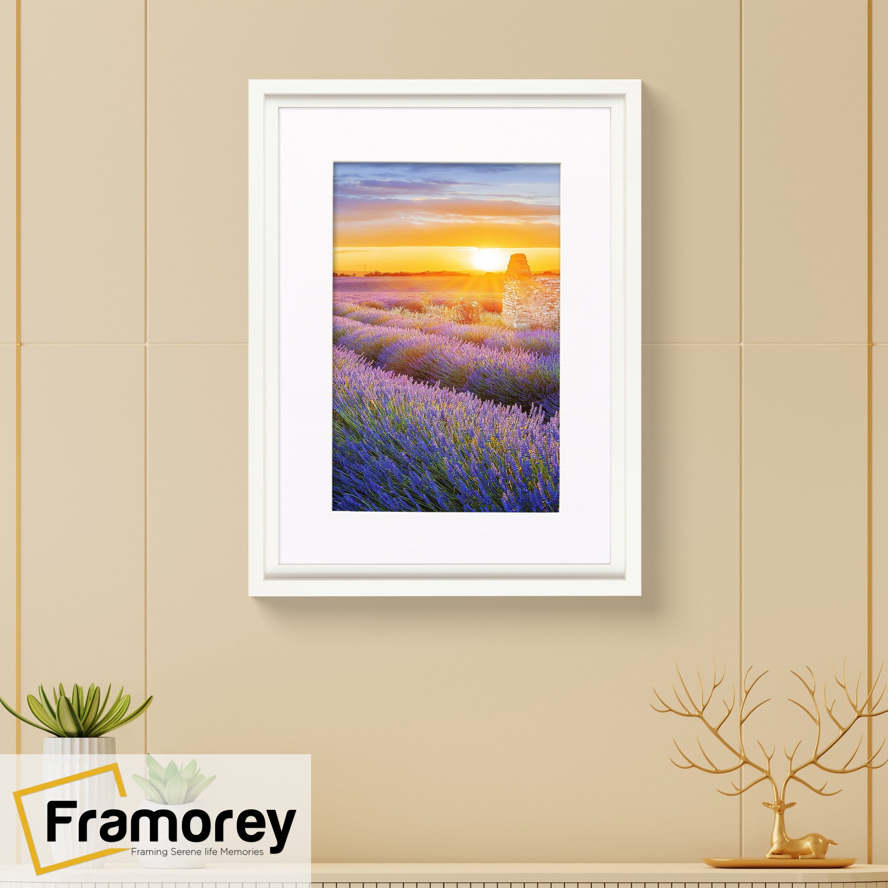 White Picture Frame Oslo Style Photo Frames hanging on a wall.  