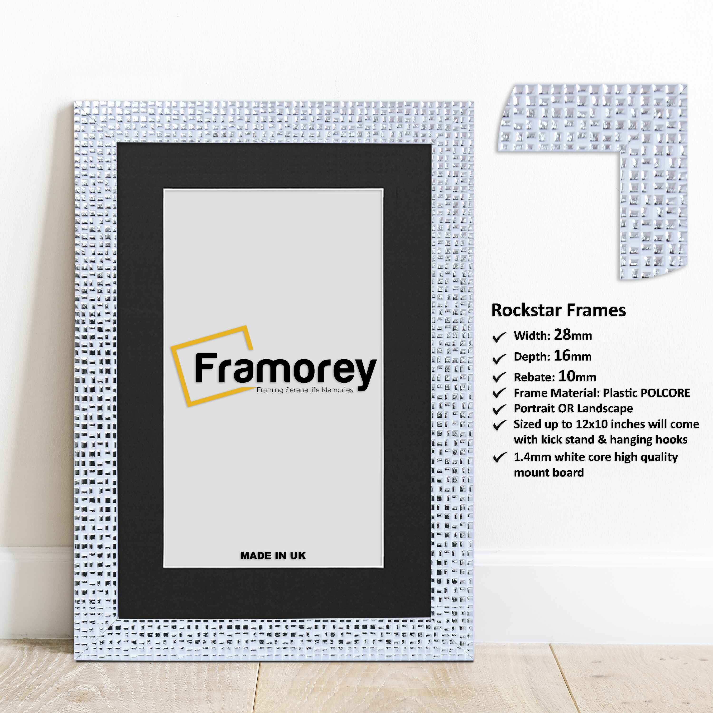 White Picture Frame Photo Frame Rockstar Wall Art Frame With Black Mount