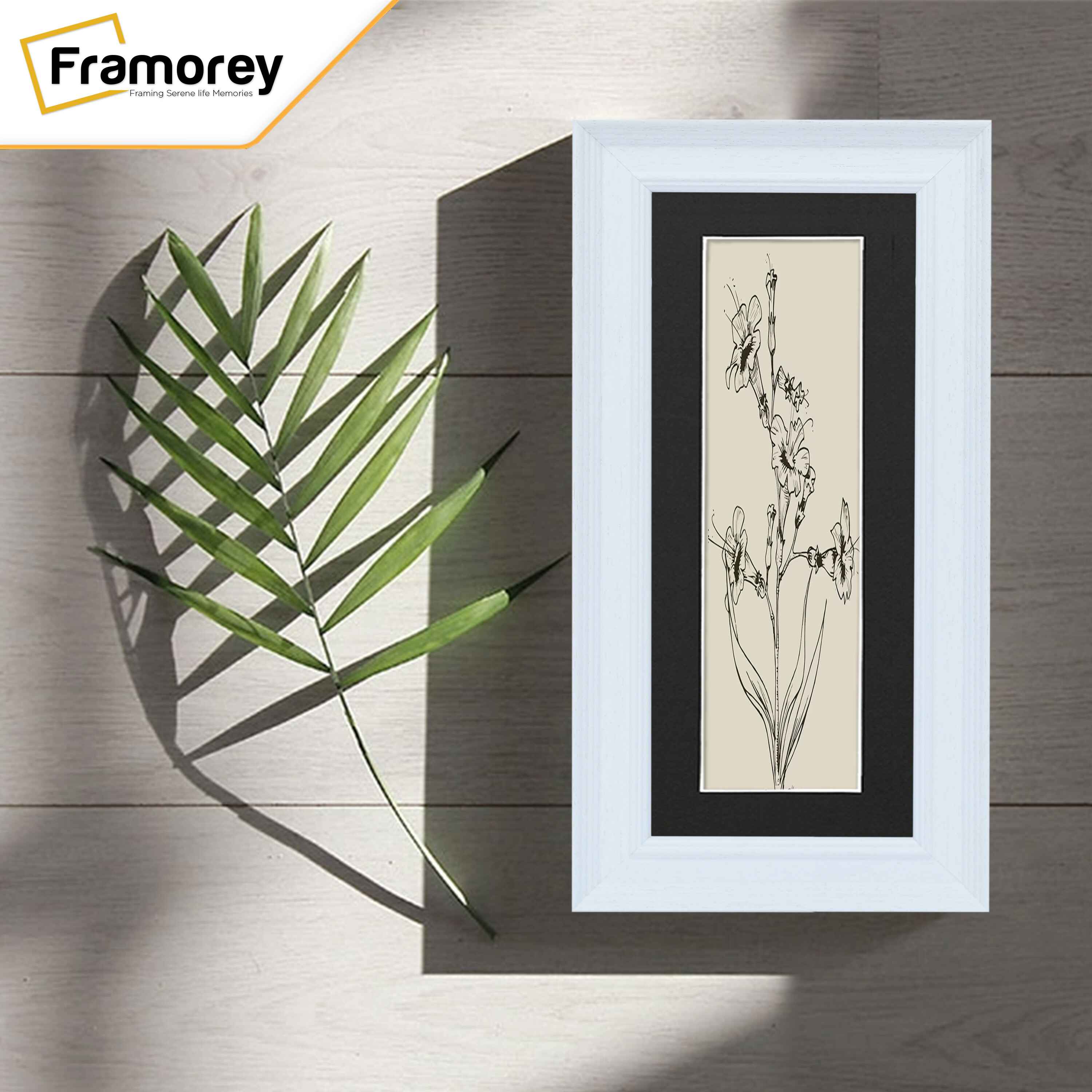 Panoramic Size Grained White Picture Frame Photo Frame Fletcher Wood With Black Mount