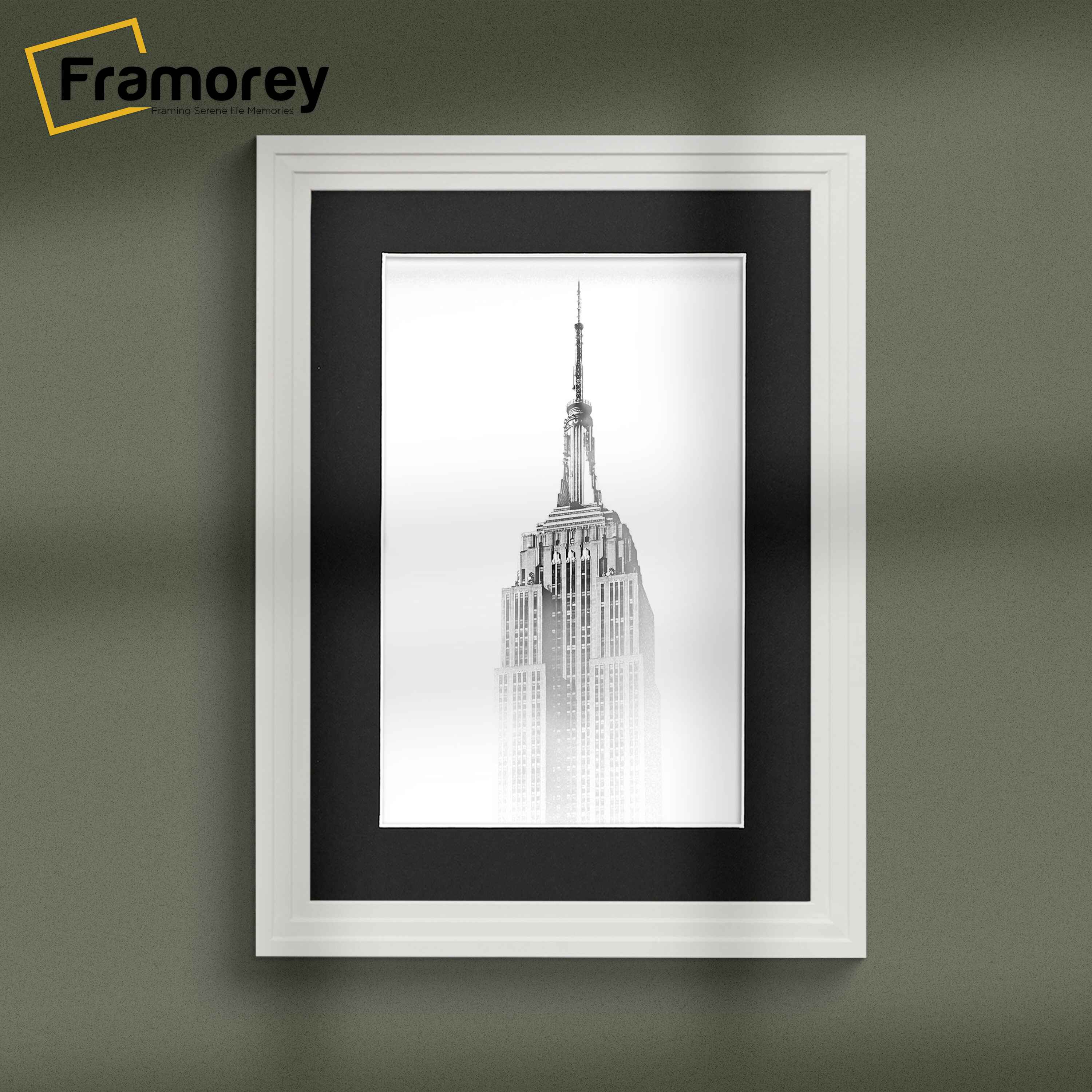 Step Style White Picture Frame Wall Art Poster Frame With Black Mount