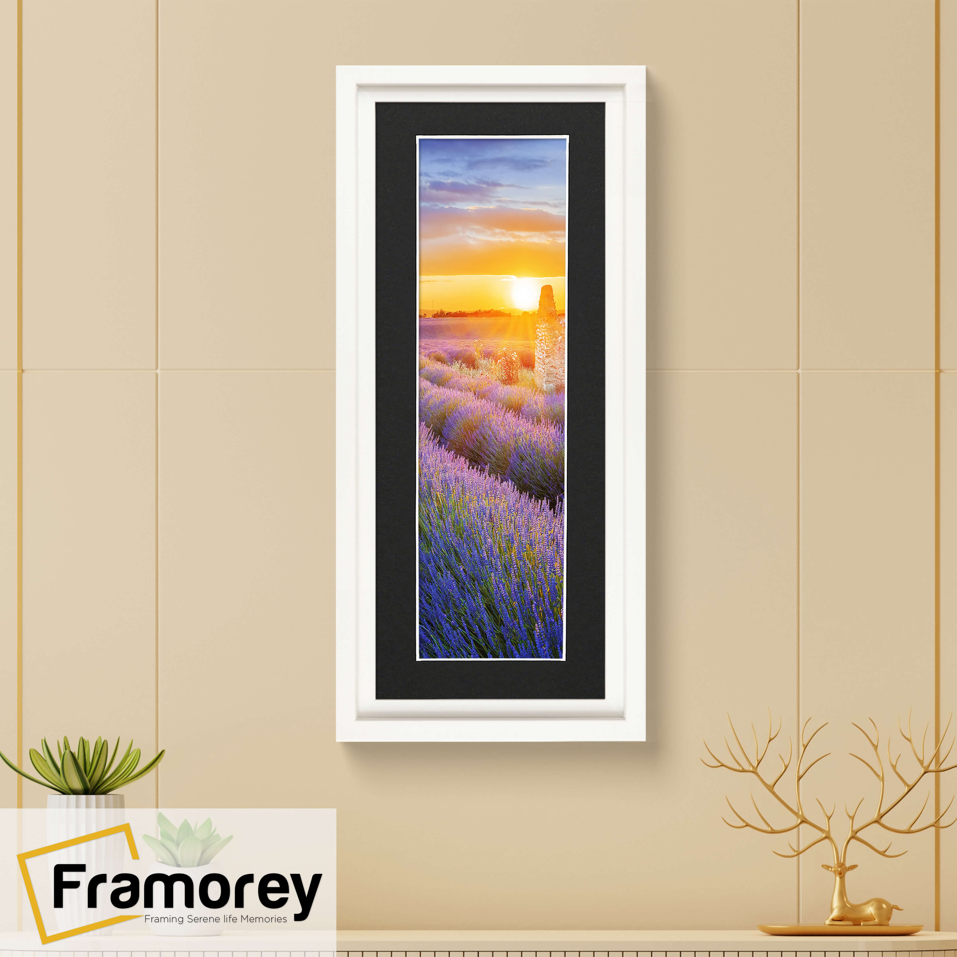 Panorama Style White Oslo Picture Frames With Black Mount