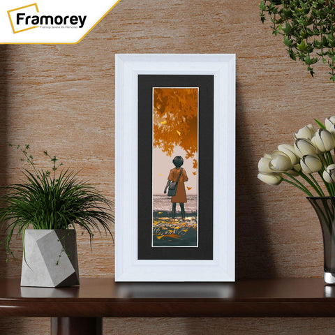 Panoramic Size Grained White Picture Frame Photo Frame Fletcher Wood With Black Mount