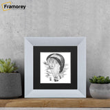 Square Size Limed White Picture Frames With Black Mount