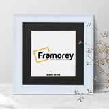 Square Size Grained White Picture Frame Fletcher Wood Style With Black Mount
