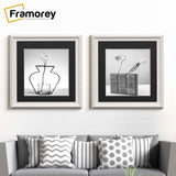 Square Size White Shabby Picture Frame With Black Mount