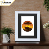 Grained White Picture Frame Fletcher Wood Wall Art Frame With Black Mount