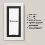Panoramic White Picture Frames Wooden Poster Frames With Black Mount
