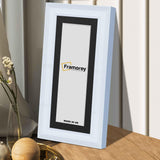Panoramic Size Grained White Picture Frame Photo Frame Fletcher Wood With Black Mount