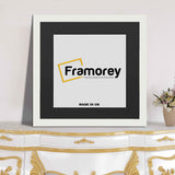 Flat Square White Picture Frame Wall Art Photo Frame With Black Mount